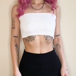 brandy melville white ruffle tube top